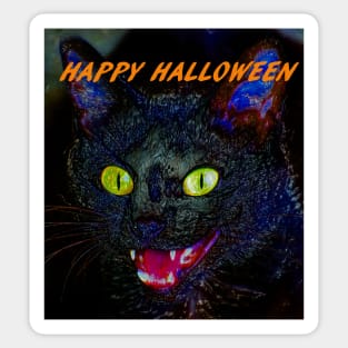 Custom Halloween card Black Cat Sticker